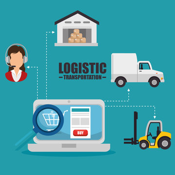 Icon set of Logistic transportation and delivery theme Vector illustration
