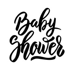 Baby shower. Hand drawn lettering phrase isolated on white background.