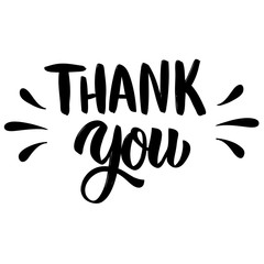 Thank you. Hand drawn lettering isolated on white background.