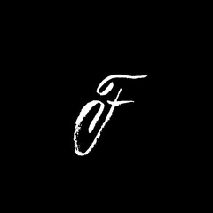 Letter F. Handwritten by dry brush. Rough strokes font. Vector illustration. Grunge style elegant alphabet
