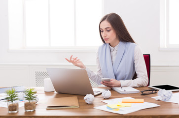 Business woman working on laptop at office