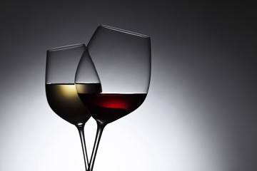 glasses with red and white wine