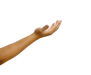 Hand on white isolated with clipping path.
