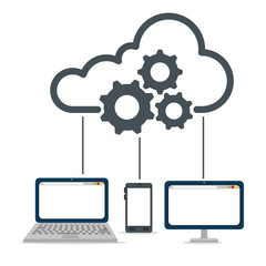 Computer laptop and smartphone of Cloud computing and services theme Vector illustration