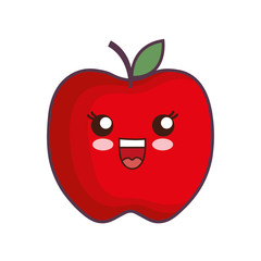 kawaii apple fruit icon over white background vector illustration
