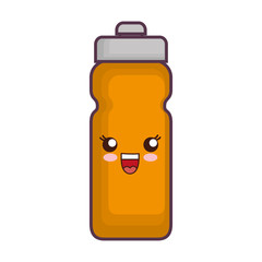 kawaii water bottle icon over white background vector illustration