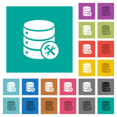 Database maintenance square flat multi colored icons