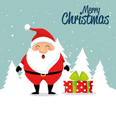 Santa and gift of Merry Christmas season theme Vector illustration