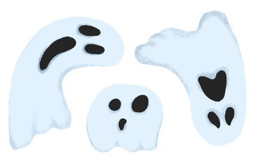 Set of hand drawn Halloween ghosts