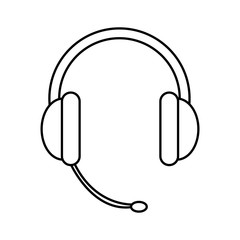 headphone for support or service call center equipment vector illustration