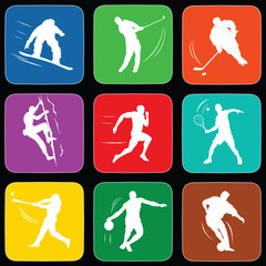 Sport silouete icons set