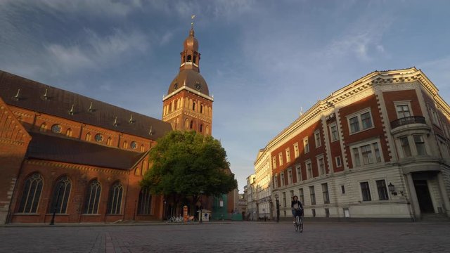Dome Square and Riga Cathedral at the historical center of the old town of Riga, Latvia