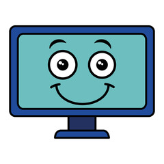 computer display kawaii character vector illustration design