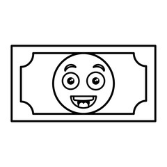 bill dollar money kawaii character vector illustration design
