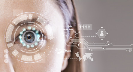 Close-up of woman's blue eye