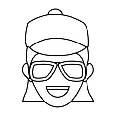 character woman head person image contour vector illustration