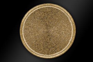 Arabic and Indian round Gold Hand Beaded and Handmade Placemats table runner Home Decorations crafted of luminous glass beads sewn to a satin fabric with the edge finished in a lovely design