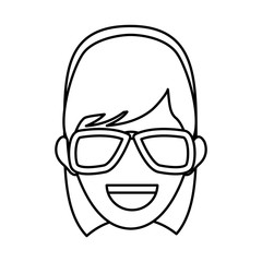 character woman head person image contour vector illustration