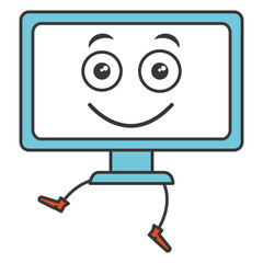 computer display kawaii character vector illustration design
