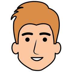 young man head avatar character vector illustration design