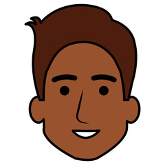 young man head avatar character vector illustration design