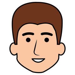 young man head avatar character vector illustration design