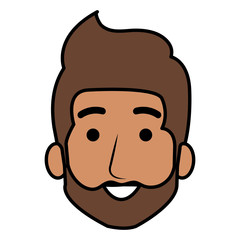 young man head avatar character vector illustration design