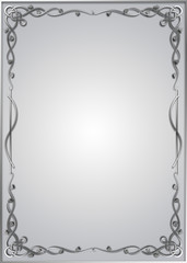 Silver border ornament on  grey background.