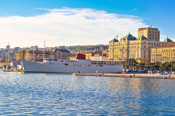 City of Rijeka waterfront boats and architecture panoramic view