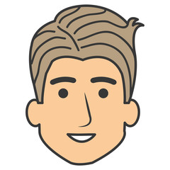 young man head avatar character vector illustration design