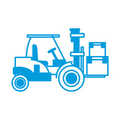 forklift loaded with cardboard boxes logistics and delivery vector illustration