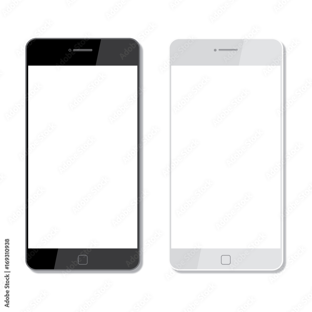Poster Two phones. Realistic device with shadows - stock vector