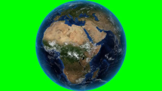 Guinea Bissau. 3D Earth in space - zoom in on Guinea Bissau outlined. Green screen background