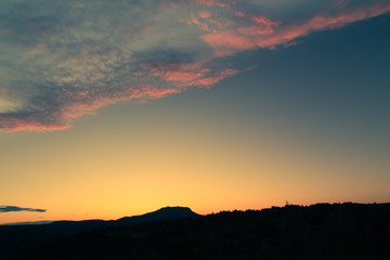 sunrise on the Sainte-Victoire mountain, near Aix-en-Provence, which inspired the painter Paul...