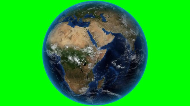 Guinea. 3D Earth in space - zoom in on Guinea outlined. Green screen background
