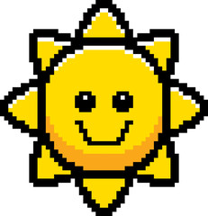 Obraz premium Smiling 8-Bit Cartoon Sun