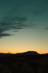 sunrise on the Sainte-Victoire mountain, near Aix-en-Provence, which inspired the painter Paul...