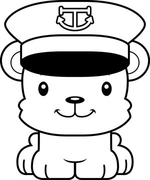 Cartoon Smiling Boat Captain Bear