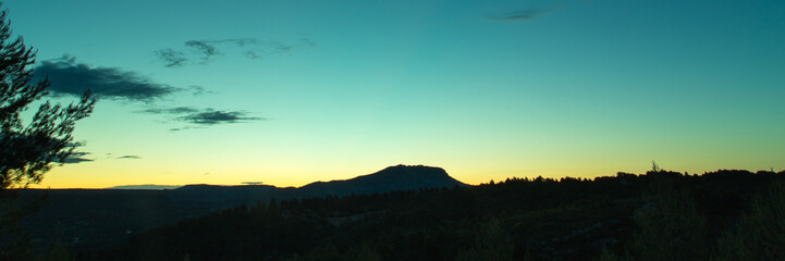 sunrise on the Sainte-Victoire mountain, near Aix-en-Provence, which inspired the painter Paul Cézanne