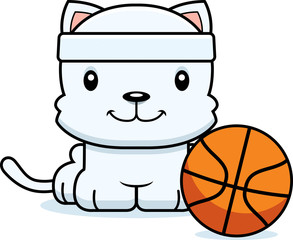 Cartoon Smiling Basketball Player Kitten