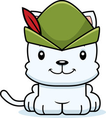 Cartoon Smiling Robin Hood Kitten