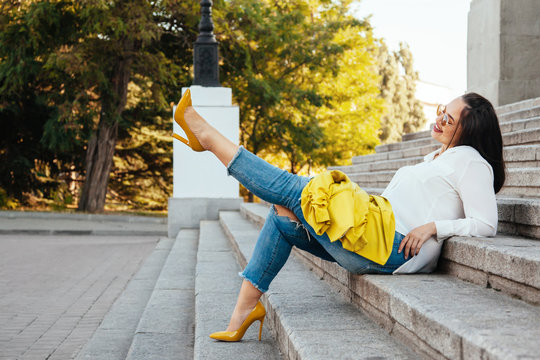 Plus size store yellow jeans