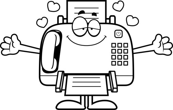 Cartoon Fax Machine Hug