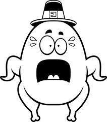Scared Cartoon Turkey Pilgrim