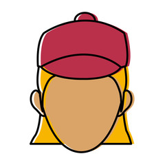 character woman head happy person image vector illustration