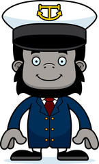 Cartoon Smiling Boat Captain Gorilla