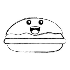 delicious burger kawaii character vector illustration design