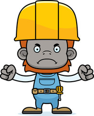 Cartoon Angry Construction Worker Orangutan