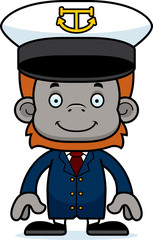 Cartoon Smiling Boat Captain Orangutan