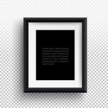 Photo frame A4, A3. Format paper design with text, picture frame and shadow. Vector isolated on transparent background